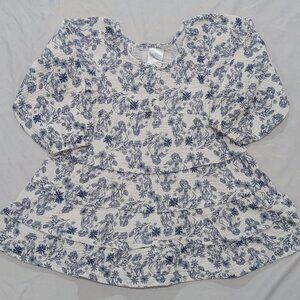 Disney Frozen Girls Tiered Dress Elsa & Anna Blue & White 100% Cotton New